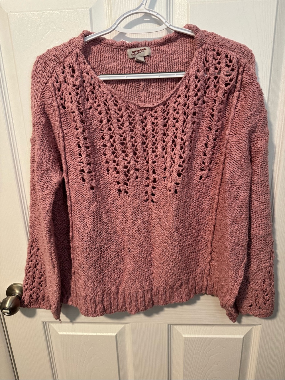 Women's Dusty Rose Openwork Knit Sweater